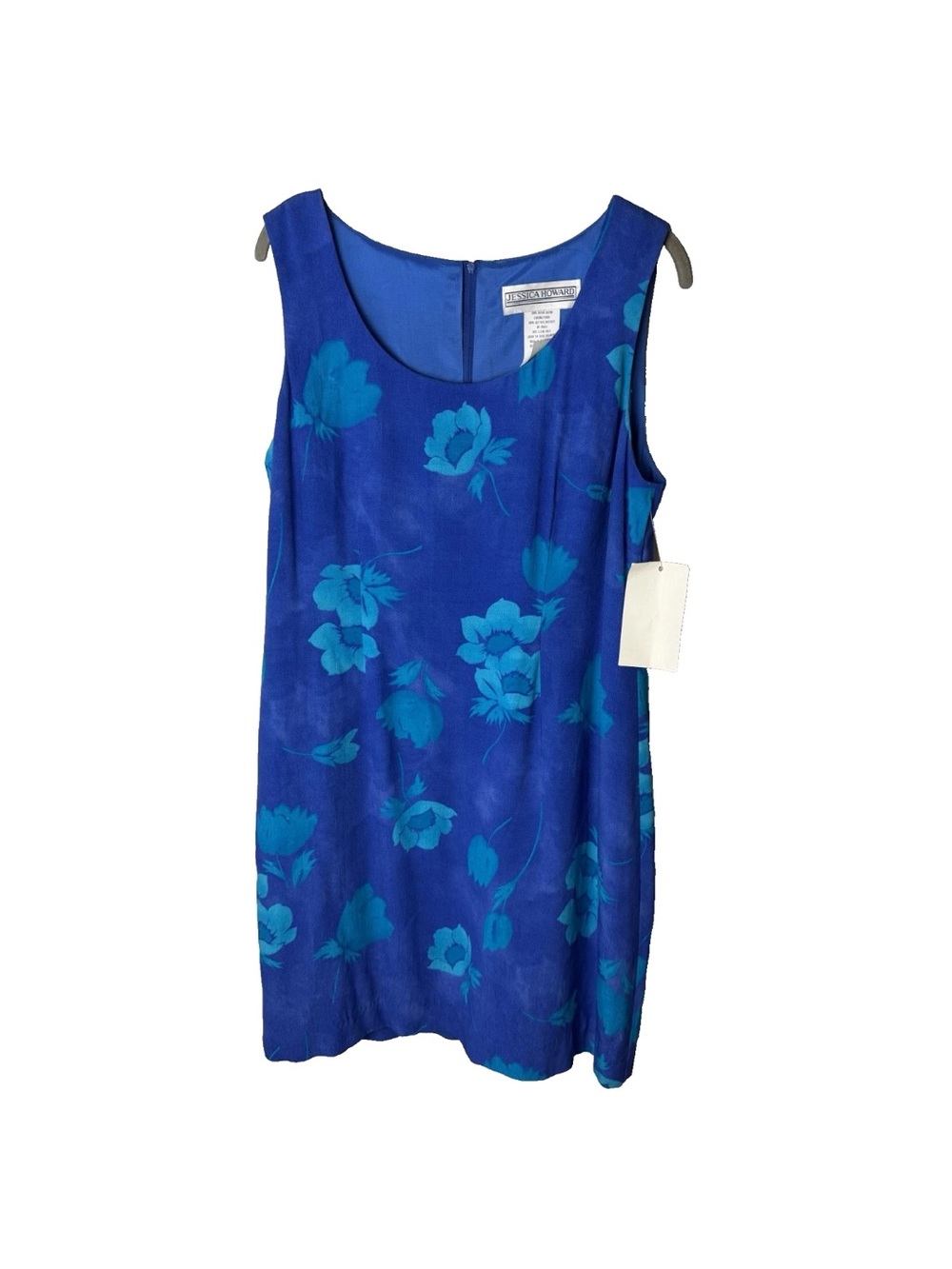 NEW Jessica Howard Shift Dress Size 12 Sleeveless Zip Back Lined Floral Blue